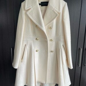 Guess Cream Double Breasted Pea Coat with Gold Buttons/ Never Worn!